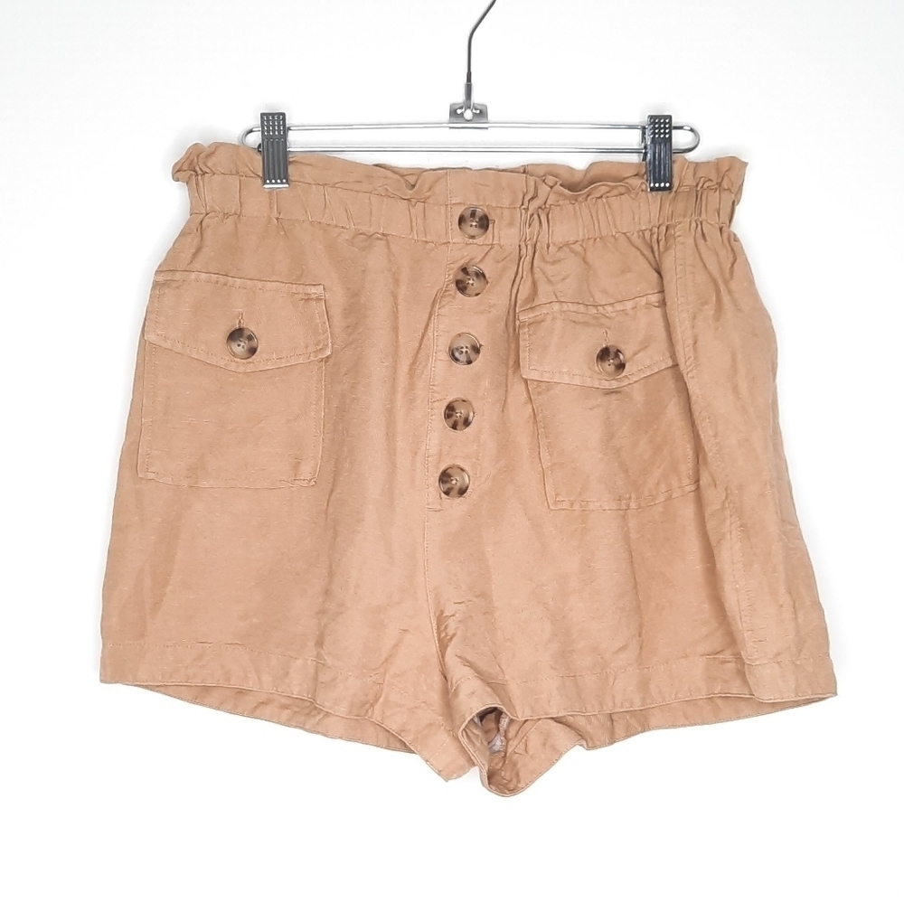 Express Tan Extreme High-Waisted Linen Shorts M